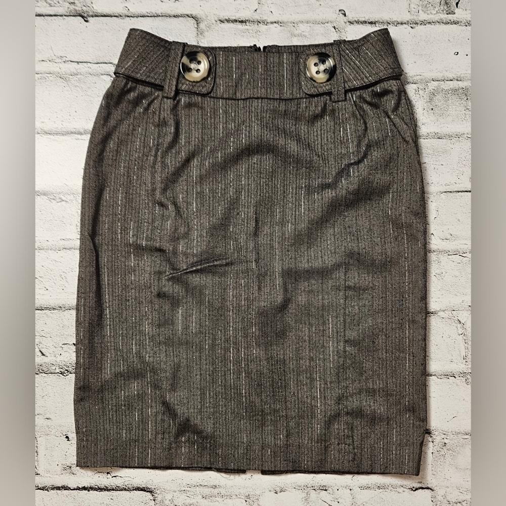 Dynamite Gray Pencil Skirt Button Waist Business Office Size 0